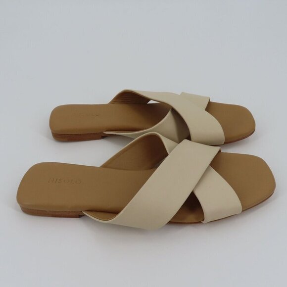 Nisolo 9.5 Women CATALINA Slide Sandals 202308 Solid Beige Strappy Leather Shoes - Picture 7 of 13